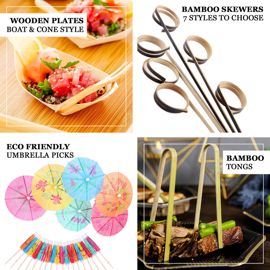 100 Pack | 5inch Tropical Leaf Party Picks, Bamboo Skewers, Decorative Top Cocktail Sticks