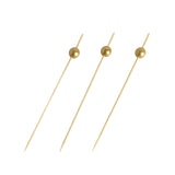 100 Pack | 4.5Inch Gold Pearl Bamboo Skewers Cocktail Picks, Stir Sticks, Eco Friendly