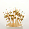 100 Pack | 4.5Inch Gold Pearl Bamboo Skewers Cocktail Picks, Stir Sticks, Eco Friendly