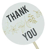 5.5inch Thank You Tag Round Cupcake Toppers, Bamboo Skewers, Decorative Top Cocktail Picks #whtbkgd