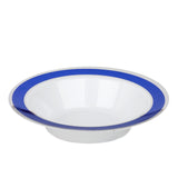 10 Pack | White Round 12oz Disposable Plastic Soup Bowl With Royal Blue and Silver Rim#whtbkgd