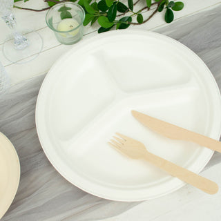 Convenient and Versatile White Sugarcane Dinner Plates