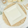 50 Pack | 10inch White Biodegradable Bagasse Square Party Plates, Disposable Sugarcane Dinner Plates