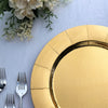 Gold Disposable 13inch Charger Plates, Cardboard Serving Tray, Round with Leathery Texture