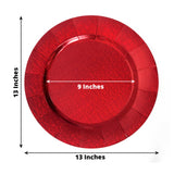 Red Disposable 13inch Charger Plates, Cardboard Serving Tray, Round with Leathery Texture