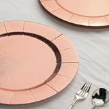 Rose Gold Disposable 13inch Charger Plates, Cardboard Serving Tray, Round with Leathery Texture