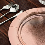 Rose Gold Disposable 13inch Charger Plates, Cardboard Serving Tray, Round with Leathery Texture