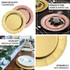 Gold Disposable 13inch Charger Plates, Cardboard Serving Tray Round with Glitter Texture Dotted Rims