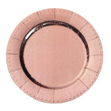 Rose Gold Charger Plates, Cardboard Serving Tray, Round with Glitter Texture Dotted Rims#whtbkgd
