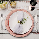 Rose Gold Disposable Charger Plates, Cardboard Serving Tray, Round with Glitter Texture Dotted Rims