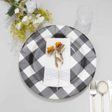 10 Pack | 13inch Black / White Buffalo Plaid Disposable Charger Plates