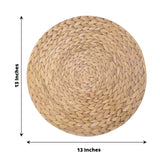 6 Pack Natural Woven Rattan Print Disposable Dining Table Mats, 13inch Round Cardstock Paper