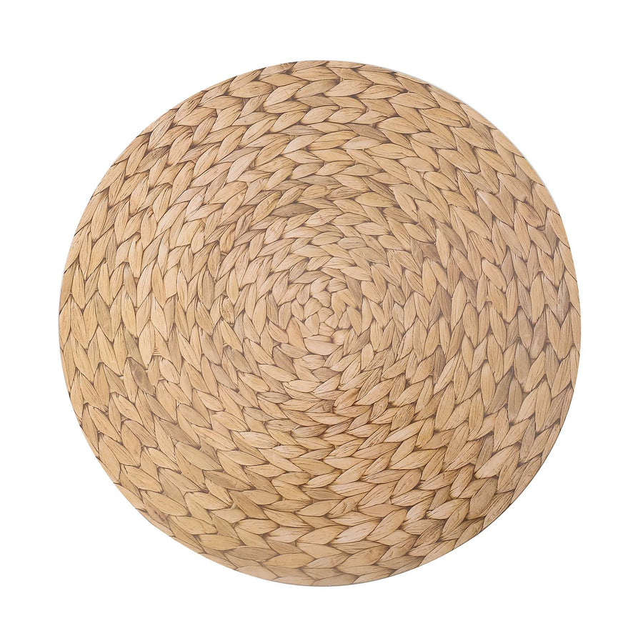 6 Pack Natural Woven Rattan Print Disposable Dining Table Mats, 13inch Round Cardstock Paper#whtbkgd