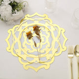 6 Pack | 13inch Metallic Gold Foil Laser Cut Flower Dining Table Mats