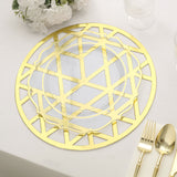 6 Pack Metallic Gold Laser Cut Geometric Triangle Cardboard Dining Table Mats, 13inch Round