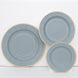 25 Pack | 13inch Dusty Blue Gold Rim Sunray Disposable Charger Plates
