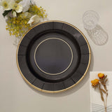 25 Pack | 13inch Black Sunray Heavy Duty Paper Charger Plates, Disposable Serving Trays - 350 GSM