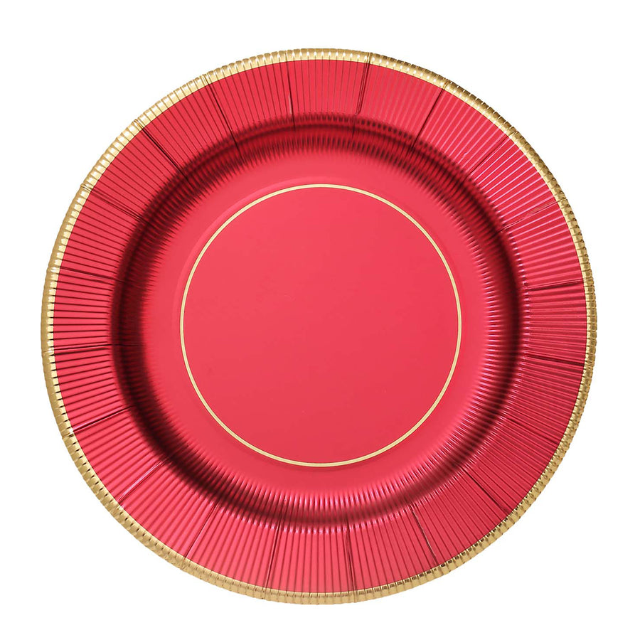 25 Pack | 13inch Burgundy Sunray Heavy Duty Paper Charger Plates, Disposable Serving Trays#whtbkgd