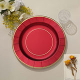 25 Pack | 13inch Burgundy Sunray Heavy Duty Paper Charger Plates, Disposable Serving Trays