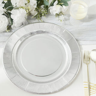 Add Elegance to Your Table with Sunray Metallic Silver Charger Plates
