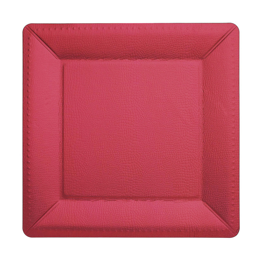10 Pack | 13inch Burgundy Textured Disposable Square Charger Plates#whtbkgd