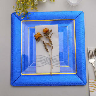 Serve in Style with Royal Blue Textured Disposable Square Charger Plates