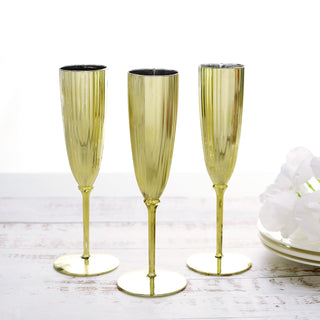 Create Unforgettable Moments with Metallic Gold Plastic Champagne Flutes
