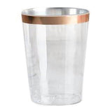 12 Pack | 10oz Rose Gold Rim Clear Plastic Party Cups, Disposable Tumblers#whtbkgd
