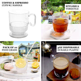 10 Pack | Clear 5oz Plastic Disposable Coffee Espresso Cups With Handle