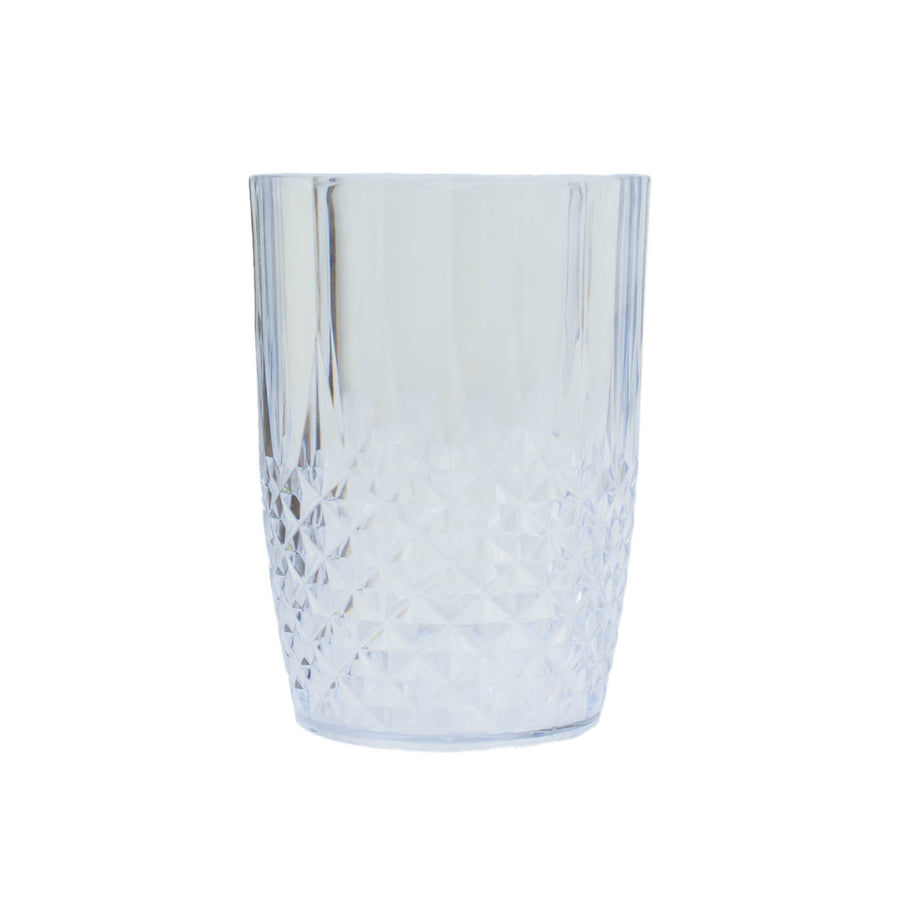 6 Pack | 16oz Clear Crystal Cut Short Reusable Plastic Tumbler Glasses#whtbkgd