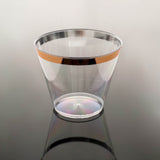 12 Pack | Clear 10oz Rose Gold Rim Plastic Party Cups, Disposable Tumblers