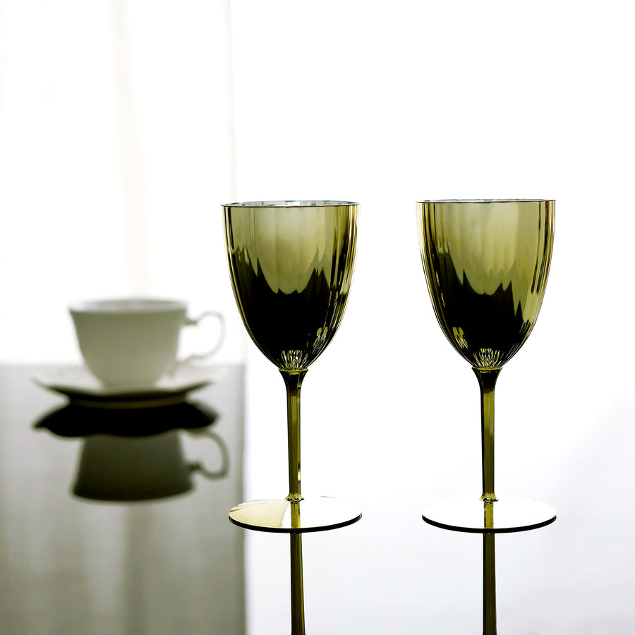 6 Pack | Gold 8oz Plastic Wine Glasses, Disposable Wine Goblets