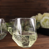12 Oz Clear Plastic Diamond Shaped Shatterproof Whiskey Cups, Reusable Stemless Wine Glasses