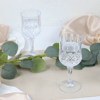 Clear Crystal Cut Reusable Plastic Cocktail Goblets - The Perfect Party Glasses