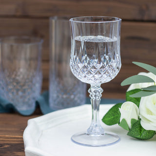 Clear Crystal Cut Reusable Plastic Cocktail Goblets - Elevate Your Event Decor