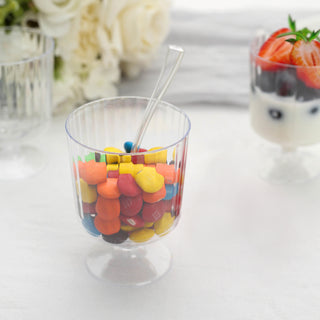 Elegant Clear Mini Ribbed Pedestal Disposable Snack Cups