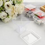 24 Pack | 4oz Clear Disposable Square Snack Tumbler Cup, Lid and Spoon Set