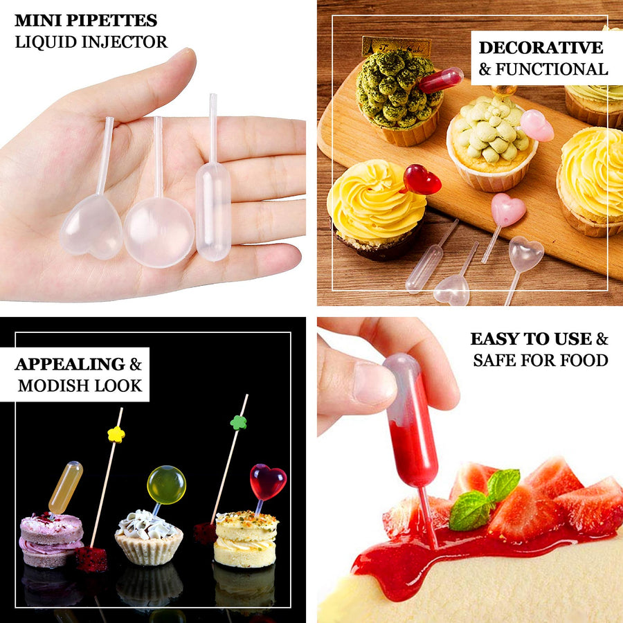 Set of 150 | 4ml Mini Clear Plastic Cupcake Topper Pipette Injectors
