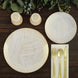 7inch White Gold Wave Brush Stroked Disposable Salad Plates, Plastic Appetizer Dessert Party Plates