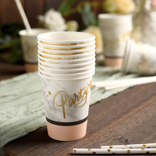 Blush Marble 9oz Paper Cups: Durable and Stylish Beverage Ware