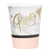 Blush/Rose Gold Marble 9oz Paper Cups, Disposable Cups For Party and All Purpose Use#whtbkgd