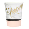 Blush/Rose Gold Marble 9oz Paper Cups, Disposable Cups For Party and All Purpose Use#whtbkgd