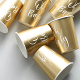 24 Pack | Oh Baby Gold 9oz Paper Cups, Disposable Cups For Baby Shower
