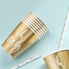 24 Pack | Oh Baby Gold 9oz Paper Cups, Disposable Cups For Baby Shower