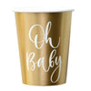 24 Pack | Oh Baby Gold 9oz Paper Cups, Disposable Cups For Baby Shower#whtbkgd