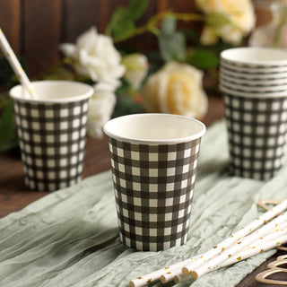 Black/White Checkered 9oz Paper Cups for Stylish and Convenient Parties