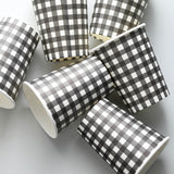 Black/White Checkered 9oz Paper Cups, Disposable Cups For Picnic, Birthday Party and All Purpose Use