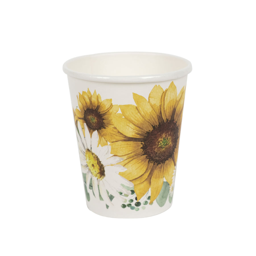 24 Pack | 10oz Sunflower Paper Cups, Disposable Party Cups, All Purpose Use#whtbkgd