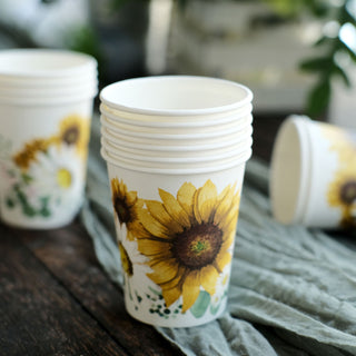 Sunny Yellow Sunflower Paper Cups for All Your Party Needs