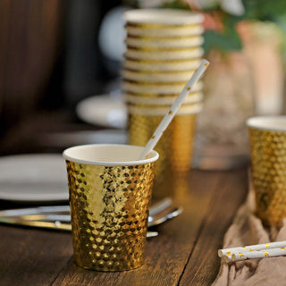 Go Green with Recyclable and Eco-Friendly Gold Foil Honeycomb Paper Cups